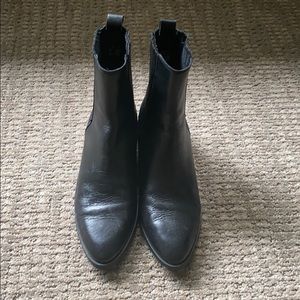 Zara black leather booties